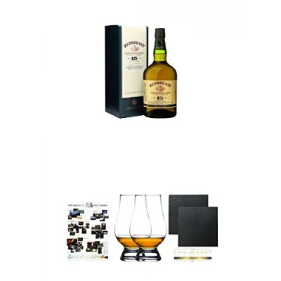 Abbildung von Redbreast 15 Jahre Single Pot Still 0,7 Liter + Poster The Making of Malt Whisky DIN A1 Glencairn Glass Glas Stölzle 2 Stück Schiefer Glasuntersetzer eckig ca. 9,5 cm Ø