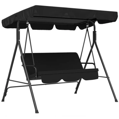Abbildung von Hollywoodschaukel Gartenschaukel 3 Sitzer mit Dach Stahl Schwarz