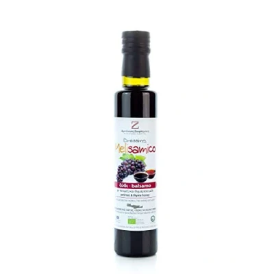 Abbildung von Petimez Balsamico Essig mit Thymianhonig 250ml Flasche Balsamicoessig versetzt Thymian Honig Kreta Petimezi Balsamessig