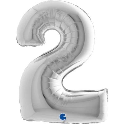Abbildung von Grabo XXL Riesen Zahlen Folienballon 102 cm (40&quot;) Farbauswahl Perfekte Deko für Geburtstage, Jubiläen &amp; Feiern Happy Birthday Party Highlight Helium und Luft! Wiederverwendbar! (Silber, 2)
