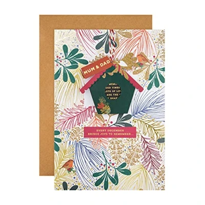 Abbildung von Hallmark 25558777 Weihnachtskarte für Mama und Papa, modernes Design, mit Aufhängung versteckter Botschaft, versch
