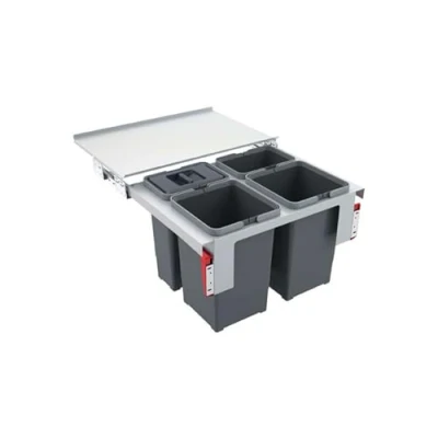 Abbildung von Franke Sorter Garbo 60 4 Abfallsorter Abfalleimer Mülleimer Abfallsammler, grau, 56,2 x 39,9 36 cm