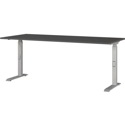 Abbildung von Germania Schreibtisch 7912 640, in Graphit/Silber, me. höheneinst., 180 x 91 80 cm (BxHxT)