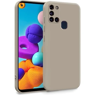 Abbildung von MyGadget Hülle für Samsung Galaxy A21s Zweilagige Handyhülle mit Kameraschutz Cover Innenfutter &amp; Silikon außen Grau