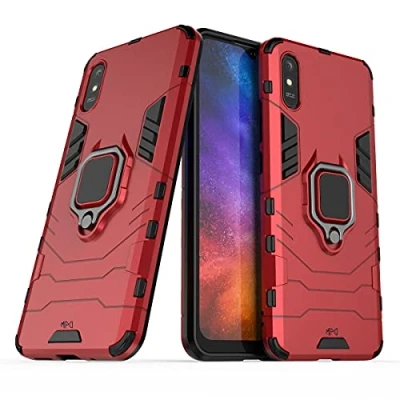 Abbildung von Max Power Digital Hülle für Xiaomi Redmi 9A / 9AT Drehbar Ringhalter Cover Magnet Bumper Handyhülle Case Stoßfest Doppelschichter Schutzhülle Outdoor Shock Absorption Mit Ring (Rot)