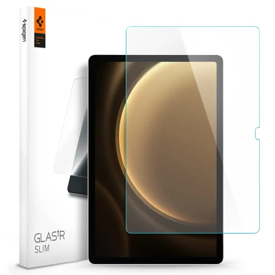 Abbildung von Samsung Galaxy Tab S9 FE Panzerglas Spigen GLAStR Screenprotector tablet Slim Tempered Glass Screen Protector für das