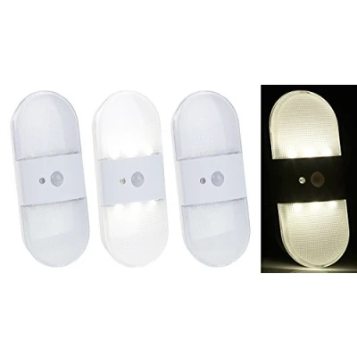 Abbildung von PEARL LED Wandlampe: Batterie Wandleuchte, Bewegungs &amp; Lichtsensor, 80 Lumen, 3er Set (Bewegungsleuchte, Bewegungsmelder LED, Bewegungsmeldern)