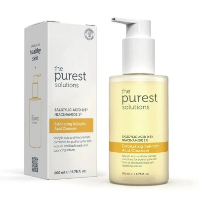 Abbildung von The Purest Solutions Exfolierende Salicylsäure Reiniger Gesichtsreiniger (0,5% &amp; 1% Niacinamide) Für fettige Haut/Mischhaut Reduziert Pickel und Akne Neigung Vegan (200 ml)