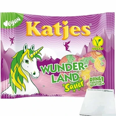 Abbildung von Katjes Wunderland Fruchtgummi Sauer (175g Packung) + usy Block