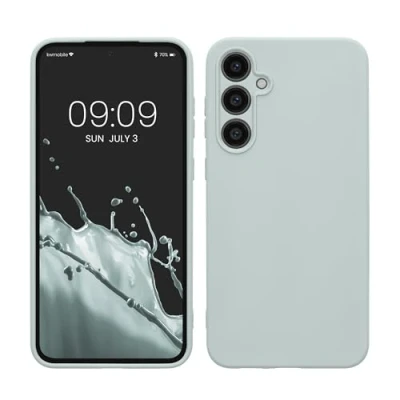 Abbildung von kwmobile Hülle kompatibel mit Samsung Galaxy S23 FE weiches TPU Silikon Case Cover geeignet für kabelloses Laden Cool Mint