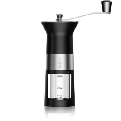 Abbildung von Bialetti Kaffeemühle von Hand Betrieben, Edelstahlmahlwerk Schwarz