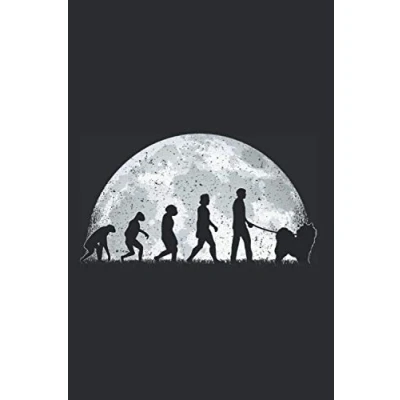 Abbildung von Samojede Notizbuch: Evolution Mond Schlittenhund Samojeden / 6x9 Zoll 120 gepunktete Seiten