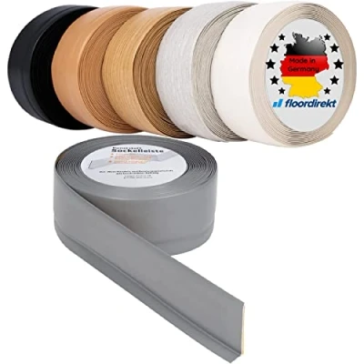 Abbildung von Floordirekt Sockelleiste Selbstklebende Rückseite 50 x 15 mm Küchenleiste, Knickleiste individuell zuschneidbar Weichsockelleiste aus PVC (Länge: Meter, Buche Hell, Oslo)
