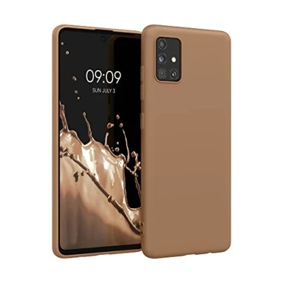 Abbildung von kwmobile Hülle kompatibel mit Samsung Galaxy A51 weiches TPU Silikon Case Cover geeignet für kabelloses Laden Cappuccino