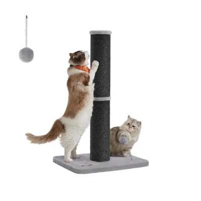 Abbildung von Feandrea Kratzbaum, 85 cm hoch, Kratzsäule, 13 Dicker Stamm, Katzenbaum, Kratzstamm für mittelgroße und große Katzen, Sisalstamm, mit Plüschball Glocke, tintenschwarz PCA041B01
