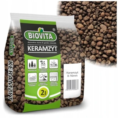 Abbildung von BIOVITA Blähton, Tongranulat zur Drainage 8 16 mm Blähton Granulat für Zimmerpflanzen 2L