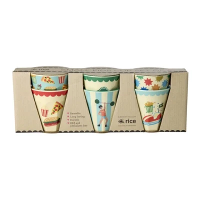 Abbildung von Rice Kinderbecher Melamin Becher 6er SET Mint Fun Fair Print 160ml,
