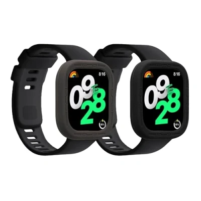 Abbildung von kwmobile 2X Sport Schutzhülle kompatibel mit Xiaomi Redmi Watch 4 Silikon Hülle Cover ohne Tracker Schwarz Grau