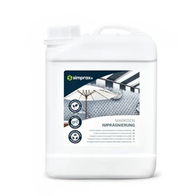 Abbildung von simprax® Markisen Imprägnierung Langzeit Imprägniermittel für Markisen, Sonnenschirme und Sonnensegel UV stabil 2,5L Kanister
