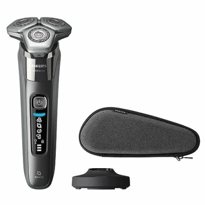 Abbildung von Philips Elektrorasierer Shaver Series 8000 S8697/35, ausklappbarer Präzisionstrimmer, Ladestand, Etui, mit SkinIQ Technologie