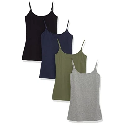 Abbildung von Amazon Essentials Damen Mieder mit schmaler Passform, 4er Pack, Grau/Marineblau/Olivgrün/Schwarz, XS