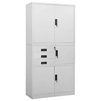 Abbildung von vidaXL Büroschrank Aktenschrank Metallschrank Stahlschrank Lagerschrank Aufbewahrungsschrank Schrank Büromöbel Hellgrau 90x40x180cm Stahl