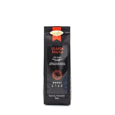 Abbildung von Hensler Kaffee Uganda Bugisu, 100% Arabica Kaffeebohnen, für Vollautomaten, Filtermaschine oder Handfilter, kräftig, vollmundig