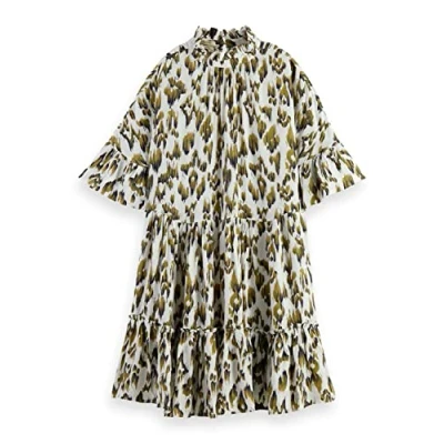 Abbildung von Scotch &amp; Soda Short Dress WITH Ruffle Sleeve Detail Freizeitkleid, Damen, Größe: 38, Army green