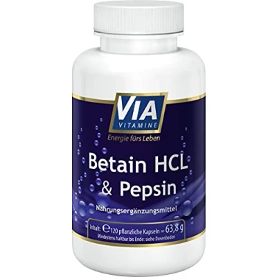Abbildung von Via Vitamine Betain HCL &amp; Pepsin 120 Kapseln Kapsel, 63,8 g