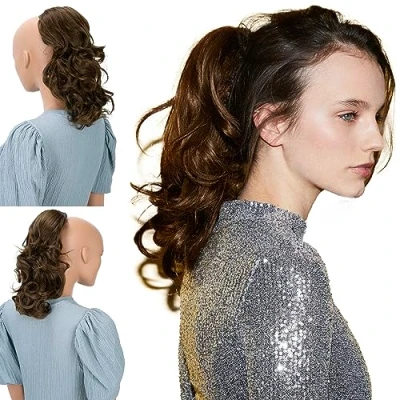 Abbildung von CAISHA 30cm Haarteil Mia Zopf Haarverlängerung mit Kordelverschluss Voluminös Gewellt Braun PH204