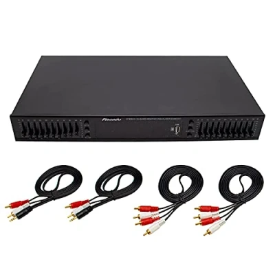Abbildung von Toplionace EQ665 Stereo Equalizer, 220V Hifi Home EQ Equalizer Dual 10 BAND Höhen Alt Bass Regelung mit Integriertem Bluetooth (EQ665, Schwarz)