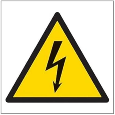 Abbildung von vsafety 61013 at s &quot;Achtung Elektrische Logo&quot; Achtung Logo Zeichen, selbstklebend, quadratisch, 200 mm x mm, schwarz/gelb