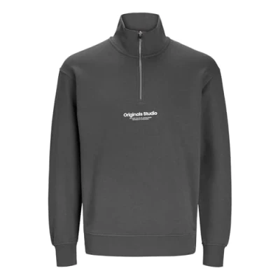 Abbildung von Jack &amp; Jones Jorvesterbro Quarter ZIP Sweatshirt, Herren, Größe: Small, Iron gate
