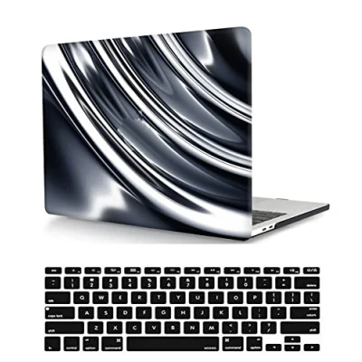 Abbildung von Hülle Kompatibel mit MacBook Pro 16 Zoll 2020 Freisetzung A2141 Touch Bar and ID, Plastik Schützend Hartschale Snap Case &amp; Tastaturabdeckung für Zoll, Silber