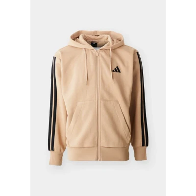 Abbildung von adidas Herren Essential Three Stripes Fleece Zipper Hoodie, warm Sandstone/Black, M