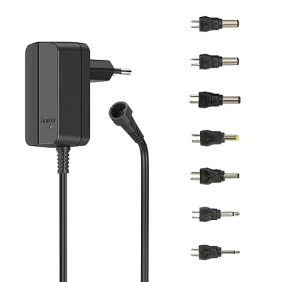Abbildung von Hama Schaltnetzteil universal, einstellbar, 600mA, 7,2W, max.12V, 7 Adapter Universal Netzteil (Kurschlussschutz, Überlastungsschutz, Übertemparaturschutz)