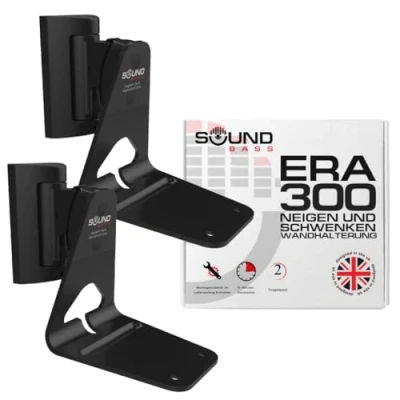 Abbildung von ERA300 Wandhalterung, neig und schwenkbar, kompatibel mit Sonos ERA 300, mühelose Installation, inklusive Montageset (Schwarz, Doppelt)
