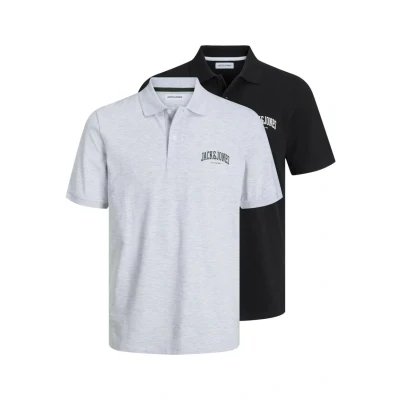 Abbildung von JACK&amp;JONES Herren JJEJOSH Polo SS 2PK MP Poloshirt, Black/Pack:W. White Melange, L
