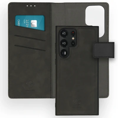Abbildung von Samsung Galaxy S23 Ultra Hülle Kunstleder iMoshion Klapphülle/2 in 1 Case Handyhülle Schwarz