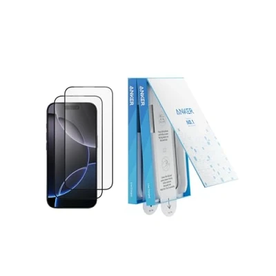Abbildung von Anker Displayschutzfolie, blasen und staubfreies HD Panzerglas, Schutzfolie für iPhone, langlebig sturzsicher mit 9H Härte, einfache Installation, exklusiv iPhone 16 Pro Max(2er Pack)