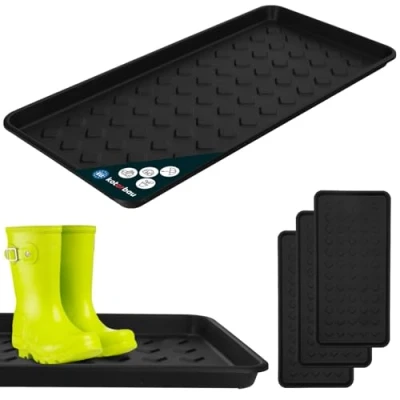 Abbildung von KOTARBAU® 3er Set Schuhabtropfschale schmal Schwarz 72 x 35 cm Schuhablage für den Flur &amp; Empfang Schuhwanne Schuhmatte Abtropfmatte Abtropfschale Schuhe Schuhabtropfmatte
