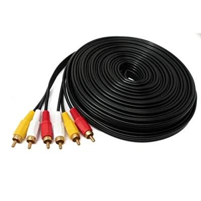 Abbildung von System S Cinch 3 RCA Kabel 15 m Stecker zu Stereo &amp; Composite AV Adapter Schwarz