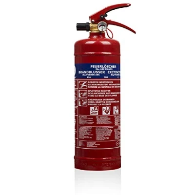 Abbildung von Smartwares 10.014.68 Pulverlöscher 2 kg für ABC Brände mit Halterung und Manometer rot
