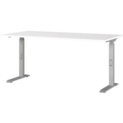 Abbildung von Germania Schreibtisch 7911 639, in Weiß/Silber, me. höheneinst., 160 x 91 80 cm (BxHxT)