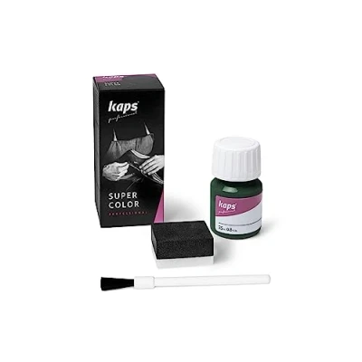 Abbildung von Kaps Super Color Lederfarbe für Naturleder, Synthetik und Textil, Lederfärber, 25 ml, Grün 113