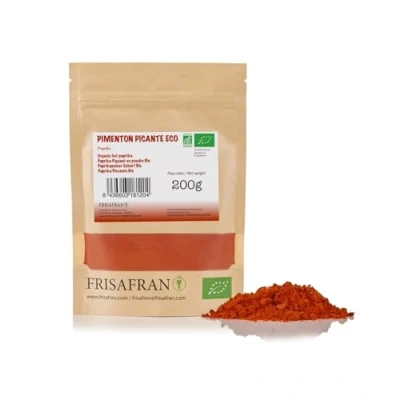 Abbildung von FRISAFRAN Spanischer Würziger Paprika 200g Bio rosenscharf Pulver gemahlenes Scharf ohne Zusatzstoffe Eros Aleva Löckchen
