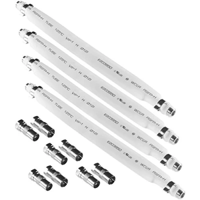 Abbildung von POPPSTAR 4x 21,5cm SAT Fensterdurchführung (2 mm Kabel flach), 8x F Stecker (4x auf Antennenstecker, Antennenbuchse), weiß