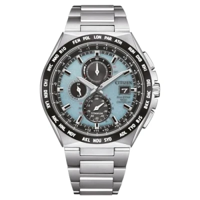 Abbildung von Citizen AT8238 84M Eco Drive Solar Funk Herrenuhr Titan Hellblau