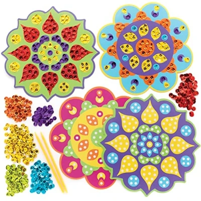 Abbildung von Baker Ross FE840 Rangoli Pailletten Bastelsets. Basteln Sie Ihre eigenes Kunst Set, kreative Aktivitäten für Kinder, dekorieren eigenen und Bastelprojekte, 4 Stück