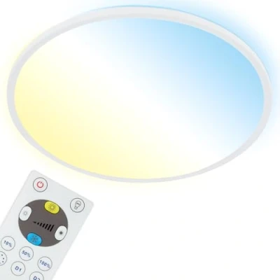 Abbildung von Briloner Leuchten LED Panel 7080016 SLIM, CCT über Fernbedienung, fest integriert, Farbwechsler, Kaltweiß, Neutralweiß, Tageslichtweiß, Warmweiß, Deckenlampe, 42x2,9cm, Weiß, 22W, Wohnzimmer, Schlafzimmer, Küche